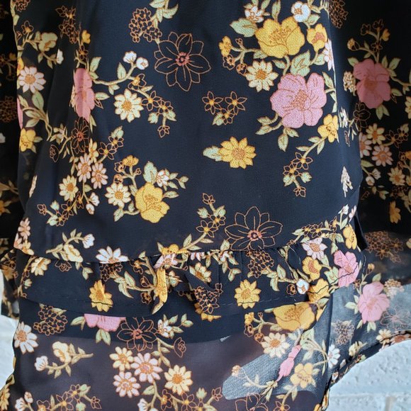 NWT Floral Print Peasant Sleeve Dress Sz S - Picture 7 of 9